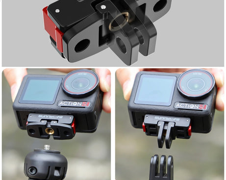 For DJI Osmo Action 5 Pro / 4 / 3 Sunnylife Foldable Magnetic Quick Release Mount Action Camera Selfie Stick Tripod Adapter Cam Stand