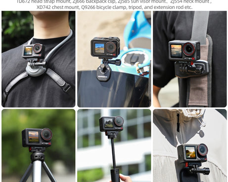 For DJI Osmo Action 5 Pro / 4 / 3 Sunnylife Foldable Magnetic Quick Release Mount Action Camera Selfie Stick Tripod Adapter Cam Stand