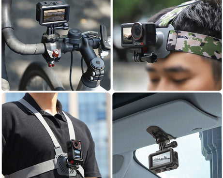 For DJI Osmo Action 5 Pro / 4 / 3 Sunnylife Foldable Magnetic Quick Release Mount Action Camera Selfie Stick Tripod Adapter Cam Stand