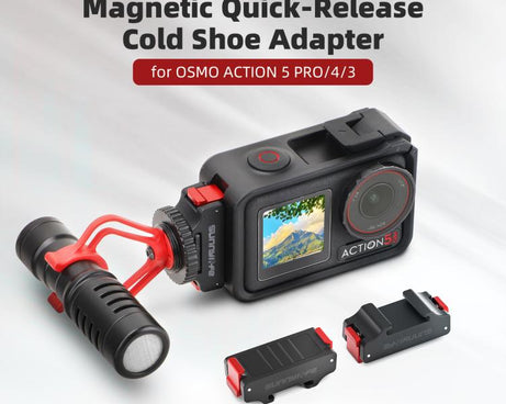 For DJI Osmo Action 5 Pro / 4 / 3 Sunnylife Magnetic Quick-Release Cold Shoe Adapter Action Camera Fill Light Microphone Adapter, AD938