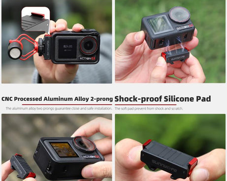 For DJI Osmo Action 5 Pro / 4 / 3 Sunnylife Magnetic Quick-Release Cold Shoe Adapter Action Camera Fill Light Microphone Adapter, AD938