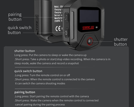 For DJI Osmo Action 5 Pro / 4 / 3 GPS Bluetooth Remote Control