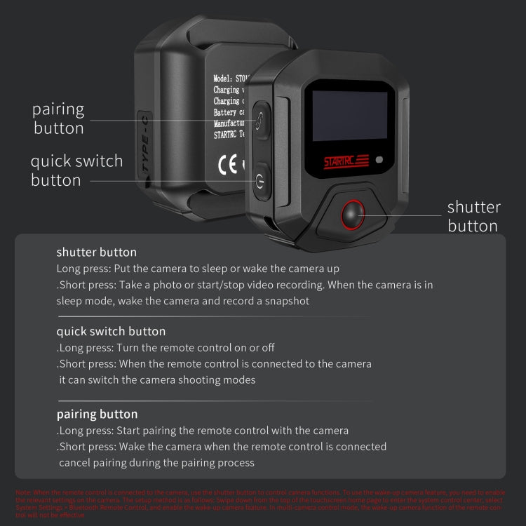 For DJI Osmo Action 5 Pro / 4 / 3 GPS Bluetooth Remote Control