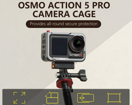 For DJI Osmo Action 5 Pro STARTRC Metal Cage Expansion Adapter Frame with Cold Shoe