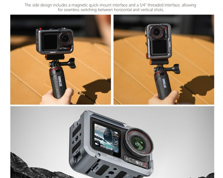 For DJI Osmo Action 5 Pro STARTRC Metal Cage Expansion Adapter Frame with Cold Shoe