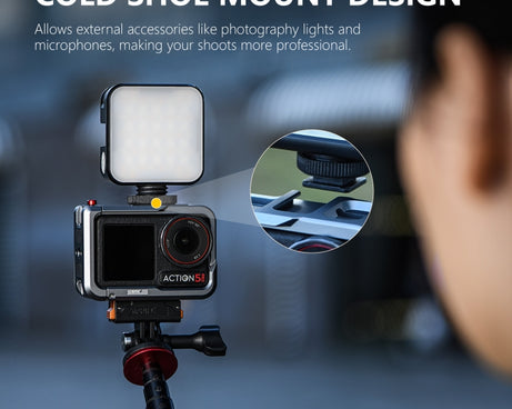 For DJI Osmo Action 5 Pro STARTRC Metal Cage Expansion Adapter Frame with Cold Shoe