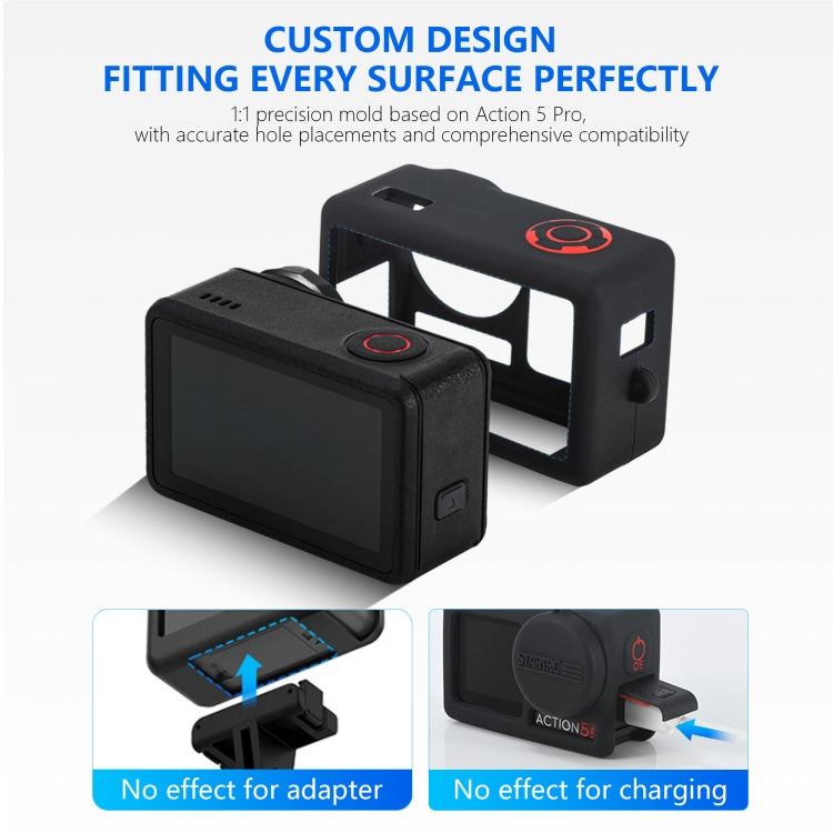 For DJI Osmo Action 5 Pro STARTRC Silicone Protective Case with Lens Cover