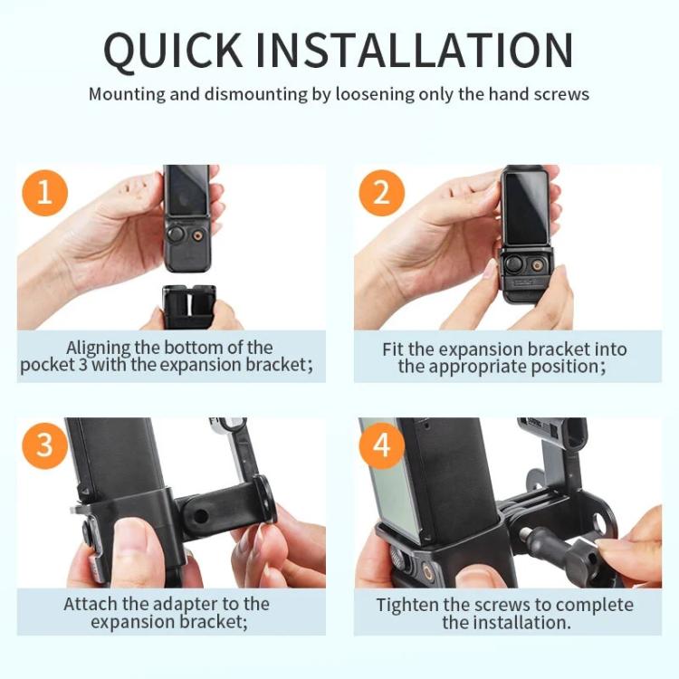 For DJI OSMO Pocket 3 STARTRC Expansion Bracket Fixed Plastic Frame, For DJI OSMO Pocket 3 Plastic Frame