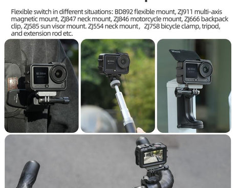 For DJI Osmo Action 6 Sunnylife Protective Case Frame Mount AdapterHousing Case with Detachable Sun Hood, For DJI Osmo Action 6
