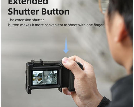 For DJI Action 6 Sunnylife 2-in-1 Detachable Protective Frame & Street Photography Handle Ergonomic Hand Grip Quick Release Shutter Handle, For DJI Action 6