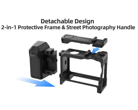For DJI Action 6 Sunnylife 2-in-1 Detachable Protective Frame & Street Photography Handle Ergonomic Hand Grip Quick Release Shutter Handle, For DJI Action 6