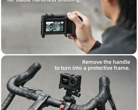 For DJI Action 6 Sunnylife 2-in-1 Detachable Protective Frame & Street Photography Handle Ergonomic Hand Grip Quick Release Shutter Handle, For DJI Action 6