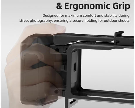For DJI Action 6 Sunnylife 2-in-1 Detachable Protective Frame & Street Photography Handle Ergonomic Hand Grip Quick Release Shutter Handle, For DJI Action 6