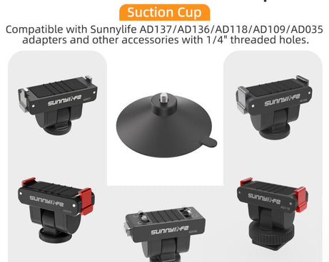 Sunnylife Magnetic Quick-Release Ball-Joint Adapter Mount 360 Rotatable Suction Cup Bracket For DJI Osmo 360 / Action 5 Pro / 4 / 3, For DJI Osmo 360 / Action 5 Pro / 4 / 3