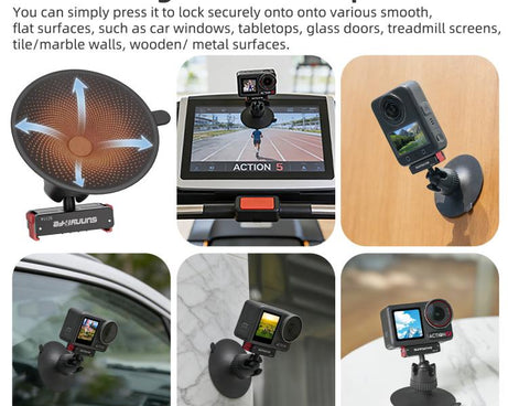 Sunnylife Magnetic Quick-Release Ball-Joint Adapter Mount 360 Rotatable Suction Cup Bracket For DJI Osmo 360 / Action 5 Pro / 4 / 3, For DJI Osmo 360 / Action 5 Pro / 4 / 3