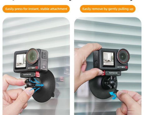 Sunnylife Magnetic Quick-Release Ball-Joint Adapter Mount 360 Rotatable Suction Cup Bracket For DJI Osmo 360 / Action 5 Pro / 4 / 3, For DJI Osmo 360 / Action 5 Pro / 4 / 3
