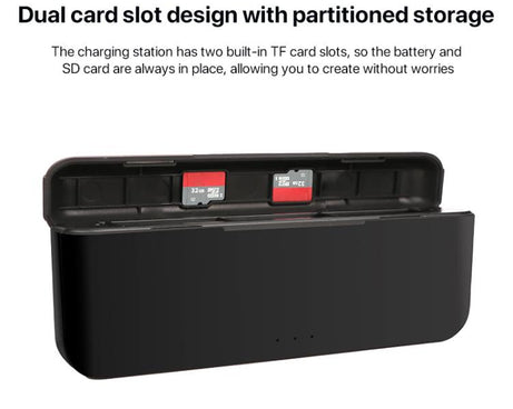 For DJI Osmo Action 5 Pro Multifunction Tri-Slot Batteries Charger Storage Box