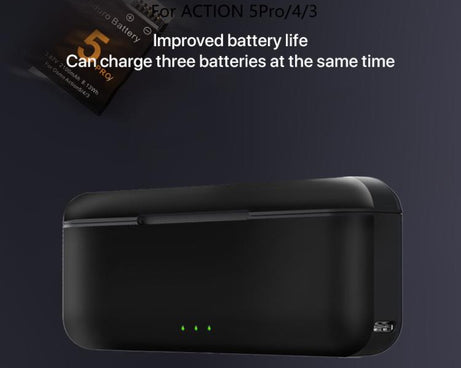 For DJI Osmo Action 5 Pro Multifunction Tri-Slot Batteries Charger Storage Box