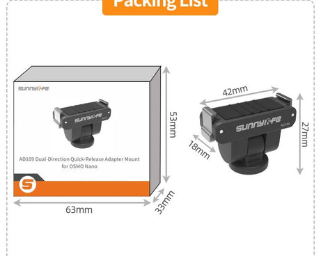 For DJI Osmo 360 Sunnylife Dual-Direction Magnetic Quick Release Adapter Mount