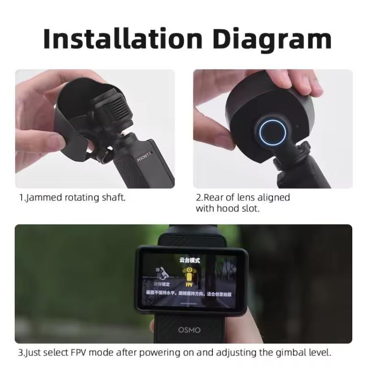For DJI OSMO Pocket 3 BRDRC Sunshade Lens Protective Cover Hood