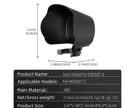 For DJI OSMO Pocket 3 BRDRC Sunshade Lens Protective Cover Hood