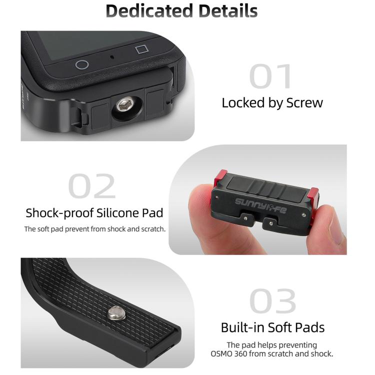 For DJI Osmo 360 Sunnylife Metal L-Type Vertical-Horizontal Mount with Magnetic Adapter Quick Release Mount Adapter Stand