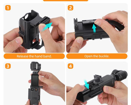 For DJI Osmo Pocket 3 Sunnylife Hand Band Magnetic Expansion Adapter Phone Teleprompter Holder Mount Extension Handle