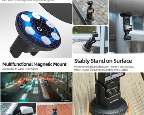 For DJI Osmo Pocket 3 Sunnylife Magnetic Base Mount Tabletop Base Stand Holder