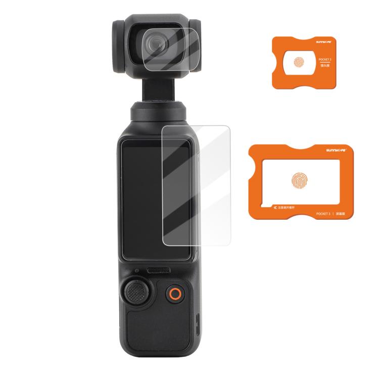 For DJI Osmo Pocket 3 Sunnylife Lens Screen Protector AR Anti-reflection Tempered Glass Film with Film Locator