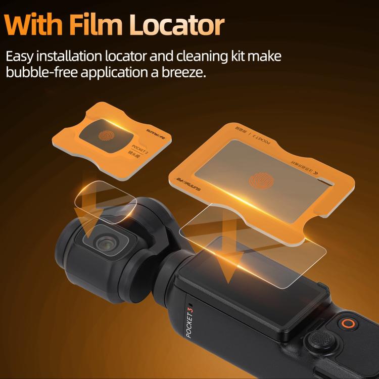 For DJI Osmo Pocket 3 Sunnylife Lens Screen Protector AR Anti-reflection Tempered Glass Film with Film Locator