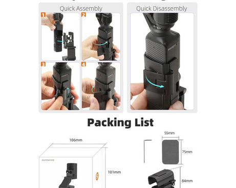 For DJI Osmo Pocket 3 Sunnylife Stretchable Backpack Clip Rotatable Magnetic Mount Action Camera Holder Vlog Mount, For DJI Osmo Pocket 3