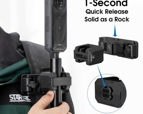 STARTRC Quick-Release Backpack Mount Clip Bracket for Selfie Stick or Action Camera