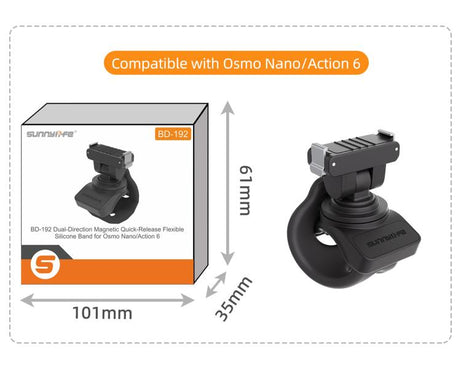 Sunnylife Magnetic Quick-Release Flexible Mount Series 360 Strap Wrap Band Mount Bike Tube Clip Holder For DJI Osmo Nano / Action 6, For DJI Osmo Nano / Action 6