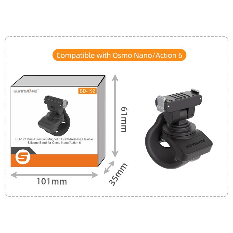 Sunnylife Magnetic Quick-Release Flexible Mount Series 360 Strap Wrap Band Mount Bike Tube Clip Holder For DJI Osmo Nano / Action 6, For DJI Osmo Nano / Action 6