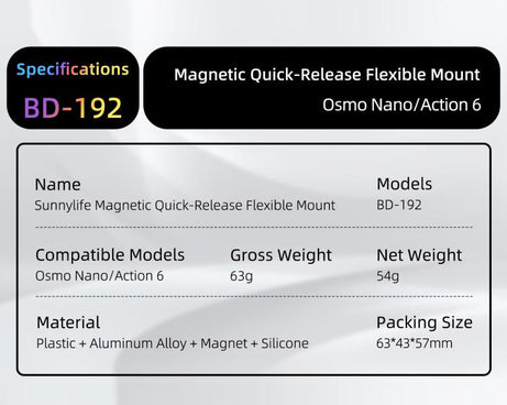 Sunnylife Magnetic Quick-Release Flexible Mount Series 360 Strap Wrap Band Mount Bike Tube Clip Holder For DJI Osmo Nano / Action 6, For DJI Osmo Nano / Action 6