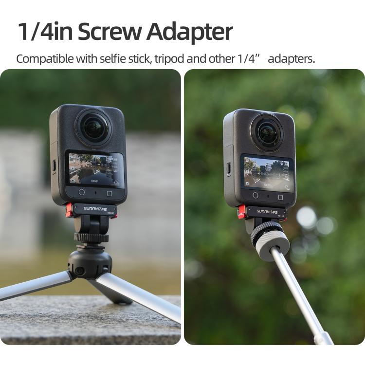 Sunnylife AD118 Sunnylife Cold Shoe Magnetic Quick Release Adapter Mount 1/4 180 Tilt Adjustable Selfie Stick Adapter Stand For DJI Osmo 360 / Action 5 Pro / 4 / 3, AD118