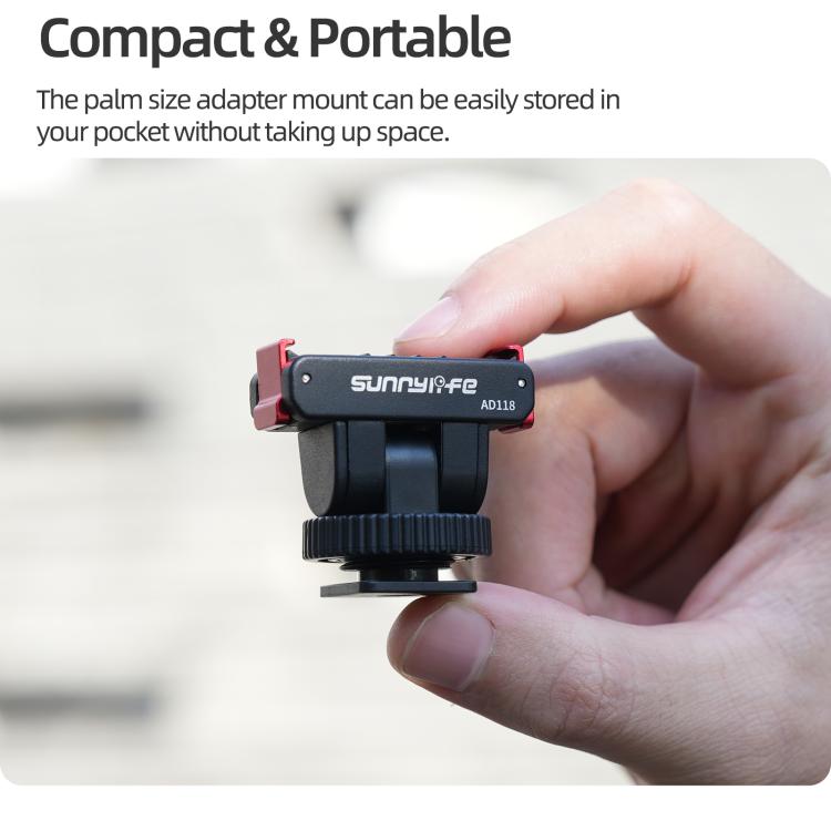 Sunnylife AD118 Sunnylife Cold Shoe Magnetic Quick Release Adapter Mount 1/4 180 Tilt Adjustable Selfie Stick Adapter Stand For DJI Osmo 360 / Action 5 Pro / 4 / 3, AD118
