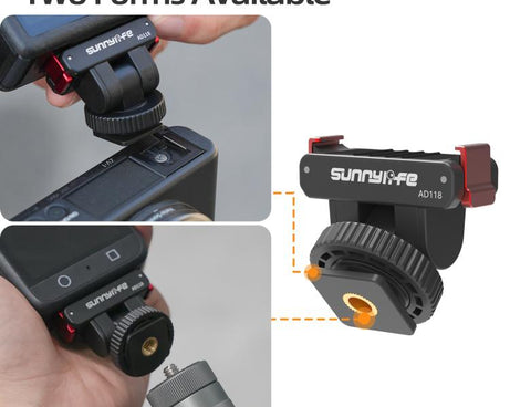 Sunnylife AD118 Sunnylife Cold Shoe Magnetic Quick Release Adapter Mount 1/4 180 Tilt Adjustable Selfie Stick Adapter Stand For DJI Osmo 360 / Action 5 Pro / 4 / 3, AD118
