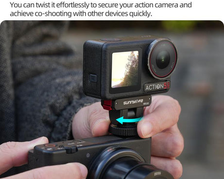 Sunnylife AD118 Sunnylife Cold Shoe Magnetic Quick Release Adapter Mount 1/4 180 Tilt Adjustable Selfie Stick Adapter Stand For DJI Osmo 360 / Action 5 Pro / 4 / 3, AD118