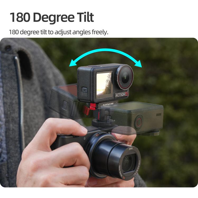 Sunnylife AD118 Sunnylife Cold Shoe Magnetic Quick Release Adapter Mount 1/4 180 Tilt Adjustable Selfie Stick Adapter Stand For DJI Osmo 360 / Action 5 Pro / 4 / 3, AD118