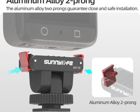Sunnylife AD118 Sunnylife Cold Shoe Magnetic Quick Release Adapter Mount 1/4 180 Tilt Adjustable Selfie Stick Adapter Stand For DJI Osmo 360 / Action 5 Pro / 4 / 3, AD118