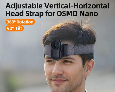 For DJI Osmo Nano Sunnylife 360 Rotation Vertical-Horizontal Head Strap with Adapter Adjustable Head Lanyard Braided Safe Rope
