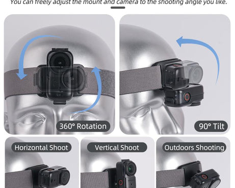 For DJI Osmo Nano Sunnylife 360 Rotation Vertical-Horizontal Head Strap with Adapter Adjustable Head Lanyard Braided Safe Rope