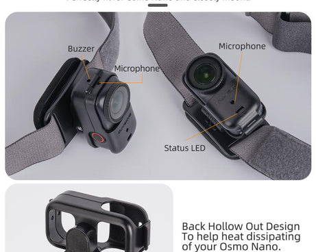 For DJI Osmo Nano Sunnylife 360 Rotation Vertical-Horizontal Head Strap with Adapter Adjustable Head Lanyard Braided Safe Rope