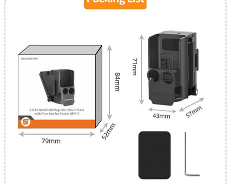 For DJI Osmo Pocket 4P / 4 Sunnylife Handheld Magnetic Mount with Filter Box Tabletop Base Bracket Angles Adjustable Holder, OP4-ZJ185