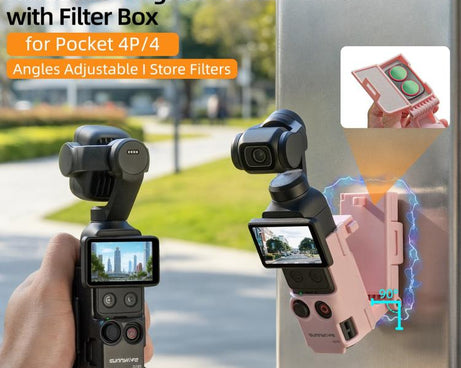 For DJI Osmo Pocket 4P / 4 Sunnylife Handheld Magnetic Mount with Filter Box Tabletop Base Bracket Angles Adjustable Holder, OP4-ZJ185