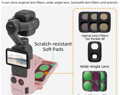 For DJI Osmo Pocket 4P / 4 Sunnylife Handheld Magnetic Mount with Filter Box Tabletop Base Bracket Angles Adjustable Holder, OP4-ZJ185