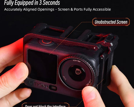 For DJI Osmo Action 6 STARTRC Plastic Cage Vertical-Horizontal Expansion Adapter Frame with Cold Shoe, For DJI Osmo Action 6 Plastic Cage