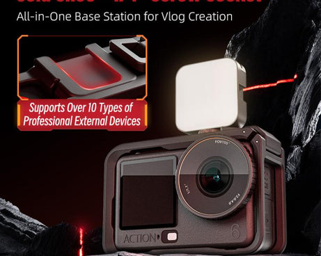 For DJI Osmo Action 6 STARTRC Plastic Cage Vertical-Horizontal Expansion Adapter Frame with Cold Shoe, For DJI Osmo Action 6 Plastic Cage