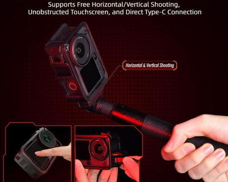 For DJI Osmo Action 6 STARTRC Plastic Cage Vertical-Horizontal Expansion Adapter Frame with Cold Shoe, For DJI Osmo Action 6 Plastic Cage